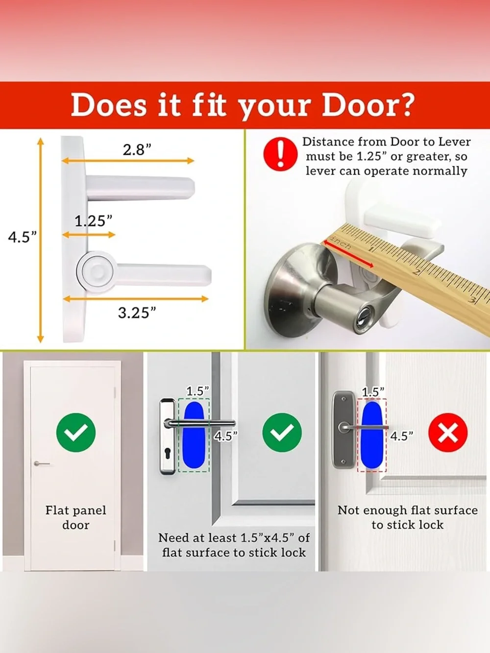 6 Pk Child Safety Door Lever Lock - Picture 5 of 8